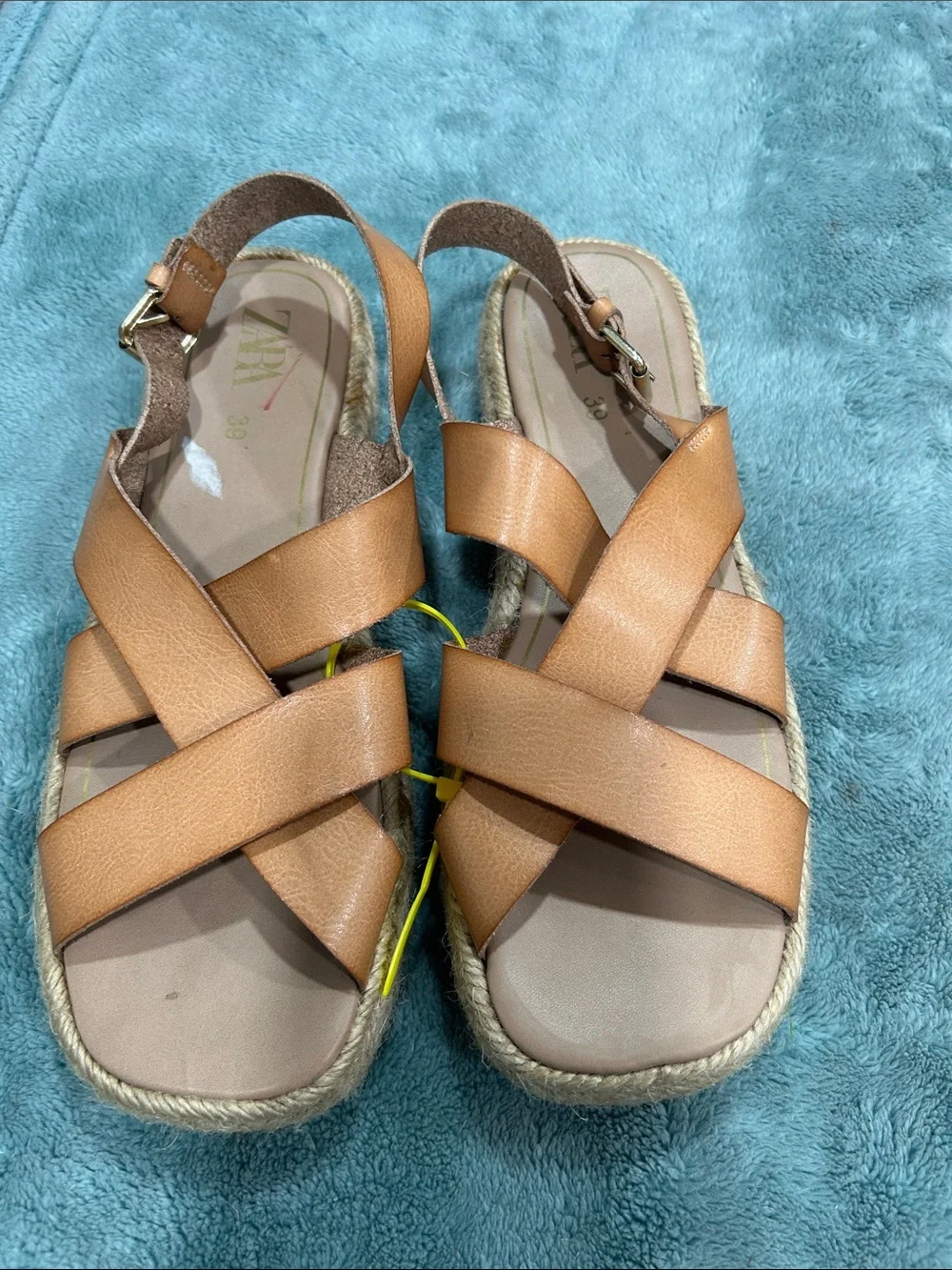 ZARA Tan Cross-Strap Espadrille Sandals - Picture 10 of 10